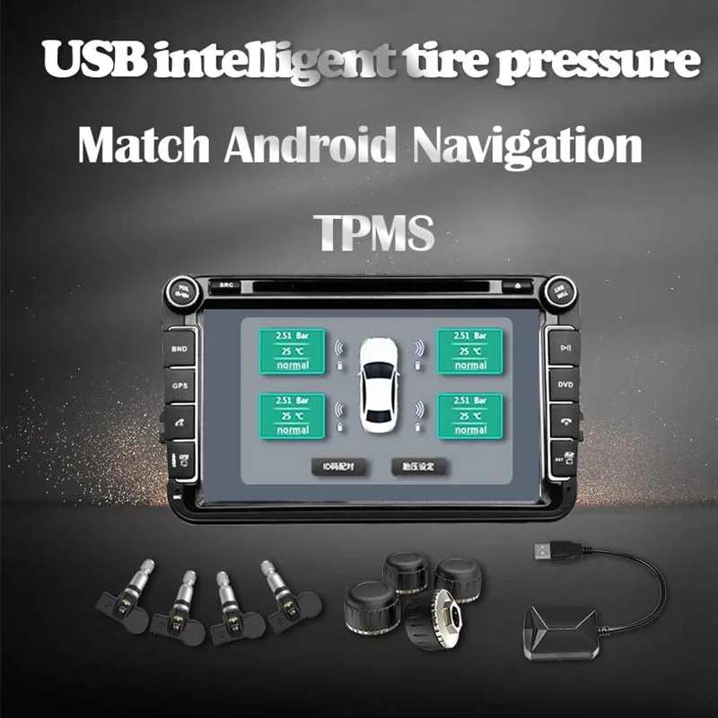 AfmoDVR система контроля давления в шинах USB TPMS с четырьмя внешними для Android DVD |