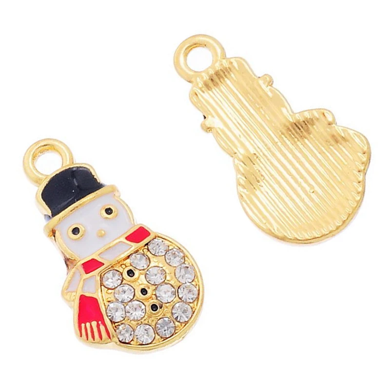 5 Pcs Snowman Pendants Enamel Rhinestone Setting Christmas X-mas | Украшения и аксессуары