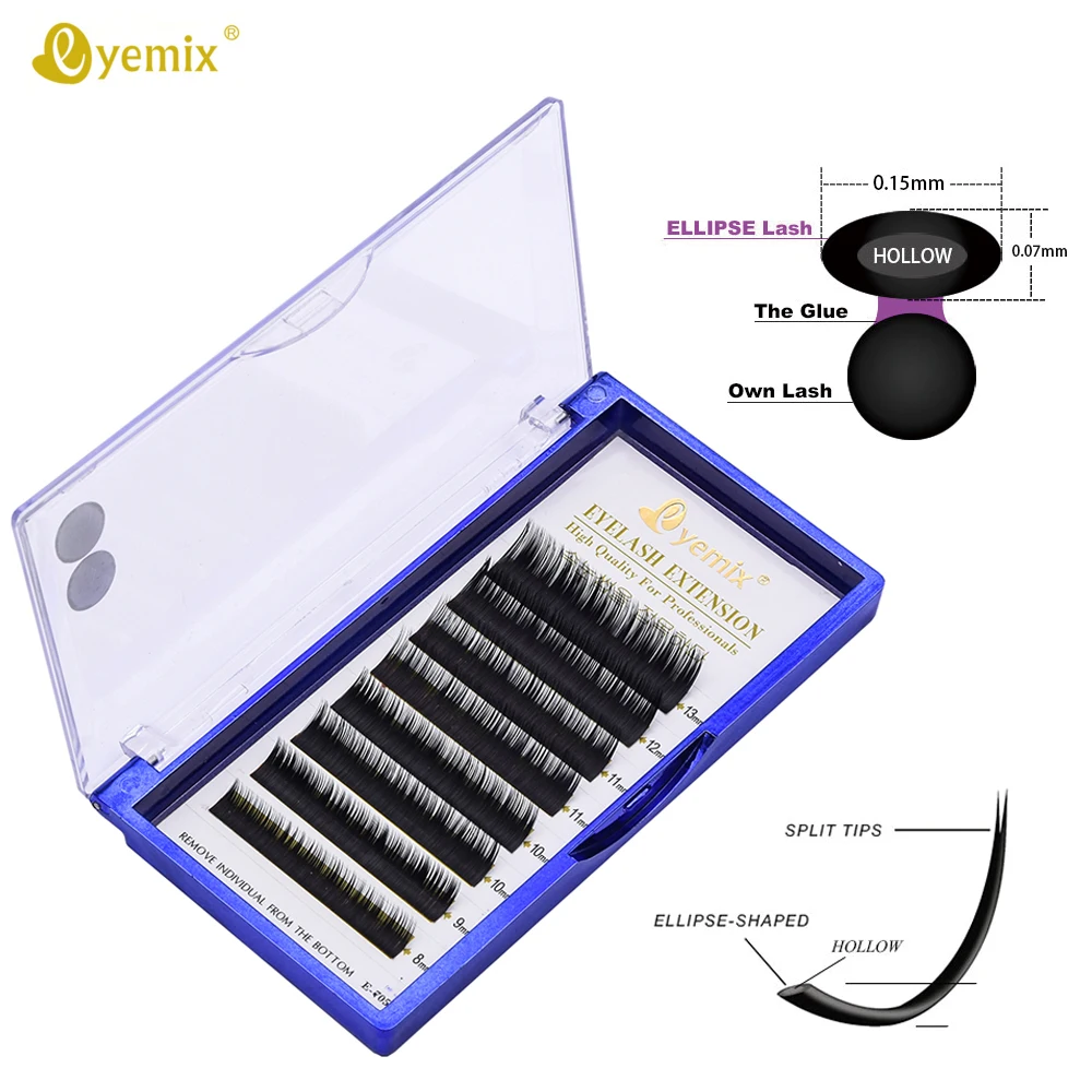 EYEMIX 2 шт./лот Новое поступление Ellipse наращивание ресниц Искусственные ресницы PBT