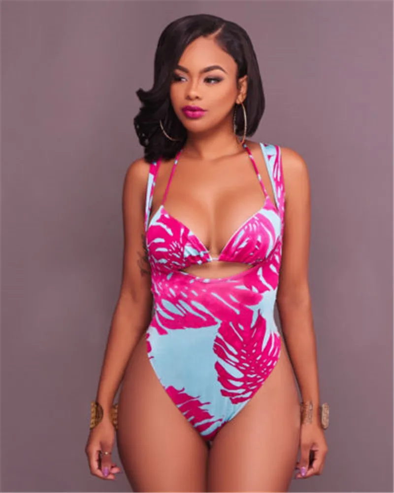 Сексуальный женский летний купальник из двух частей с цветочным принтом