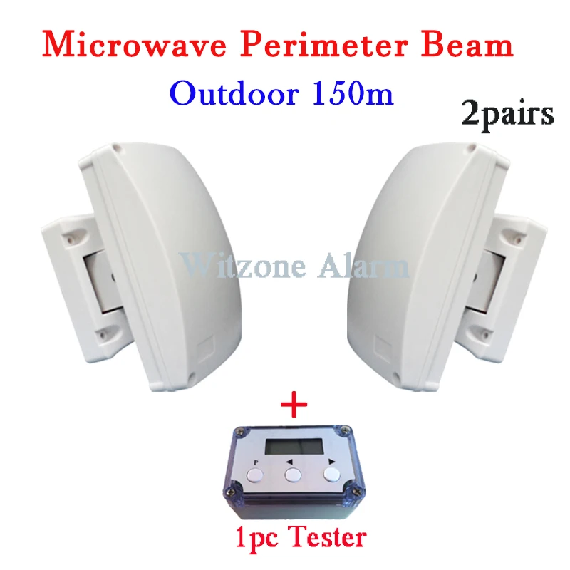

2pairs Dual Beam Detector Wired Outdoor Anti-theft Microwave Barrier Curtain-beam Detection Alarm System with 1pc LCD Tester