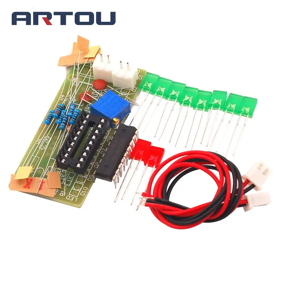 LM3915 10 светодиодный анализатор звукового спектра набор индикаторов уровня сделай