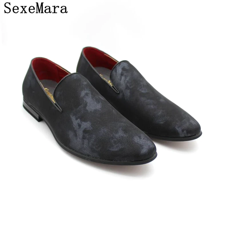 SexeMara Обувь мужские туфли Мода шелковый печати кожаную обувь мужская свадебные
