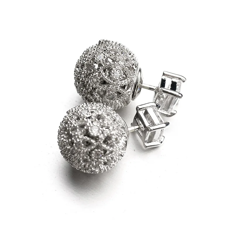 MOONROCY Free Shipping Fashion Jewelry wholesale Cubic Zirconia Crystal Square Hollow out ball earrings Gift for women | Украшения и