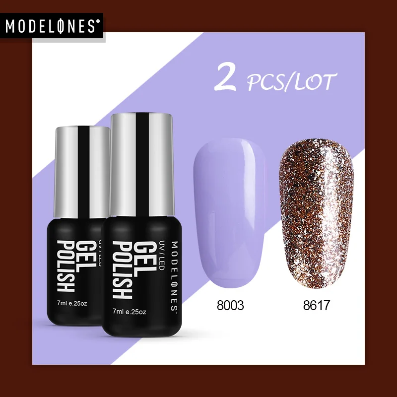 Modelones, 3 шт./лот, Платиновый Гель-лак для ногтей, набор, супер блестящий светодиодный Гель-лак для ногтей, впитывающий Полупостоянный УФ-Гибридный гель - Цвет: 2PCS SET