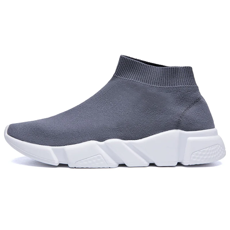 Gray-1 Weweya New Trend Sneakers Men Slip On Vulcanize Shoes Low Top Flat Shoes Breathable Mesh Socks Flats Unisex Shoes Sock Footwear - Цвет: Gray-1