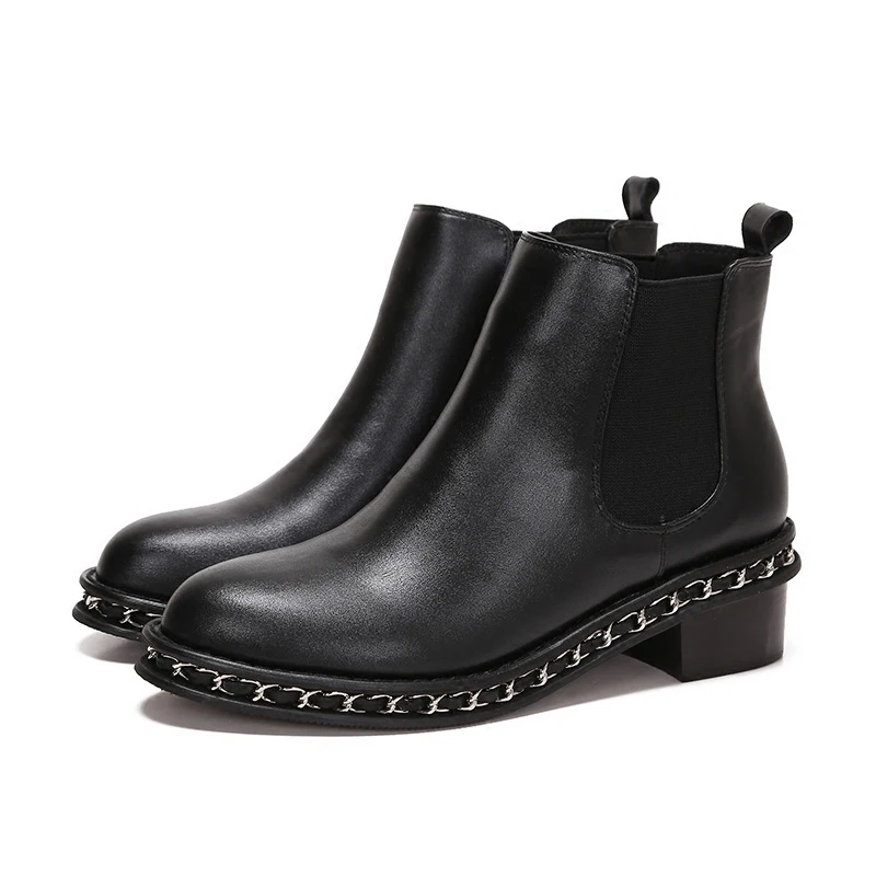 Женские кожаные ботинки с цепочкой Koovan водонепроницаемые Толстые Ботинки на