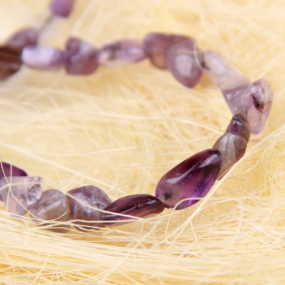 

yaye Natural Amethyst Quartz Crystal Tumbled Stones Beads Strand Irregular Shaped Polished Diy Jewelry Making Beads 1 Strand