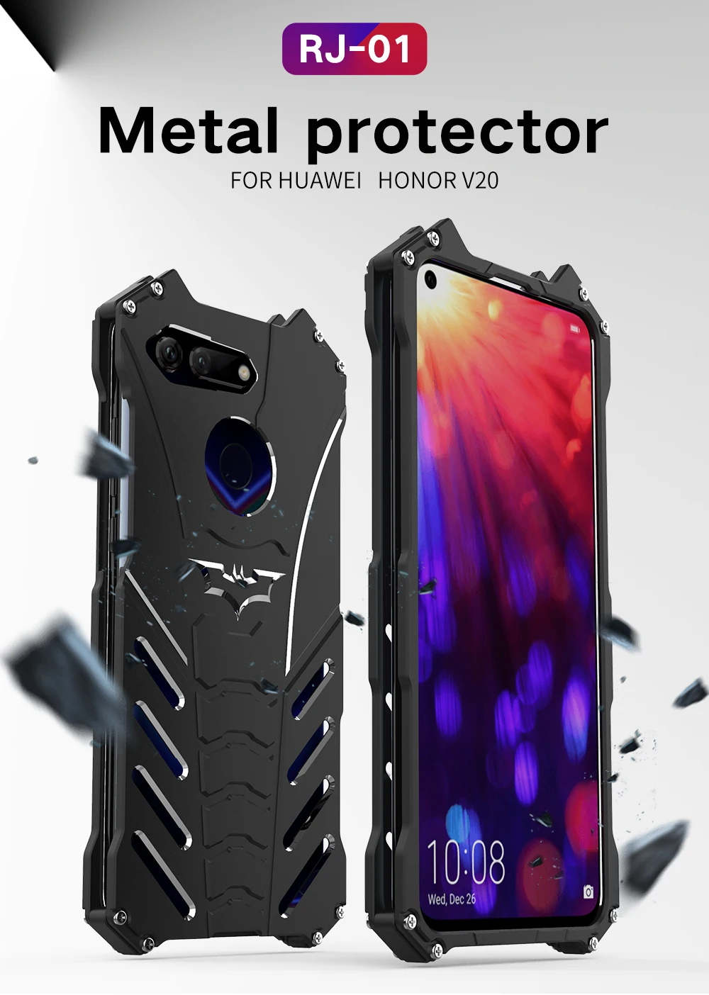 R-JUST Роскошный металлический алюминиевый чехол для HUAWEI Honor 8, 9, 10 Lite, защитный жесткий чехол с Бэтменом для Honor V20, V10/Play чехол