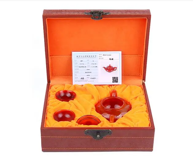 Высококачественные чайные наборы из красного халцедона и агата чайный набор