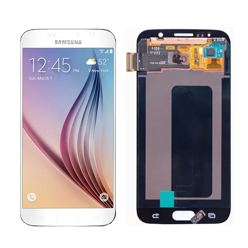 5,1 ''Дисплей для Samsung Galaxy S6 G920 G920i G920F G920W8 ЖК-дисплей Super AMOLED Замена с Сенсорный экран планшета - Цвет: White No Frame