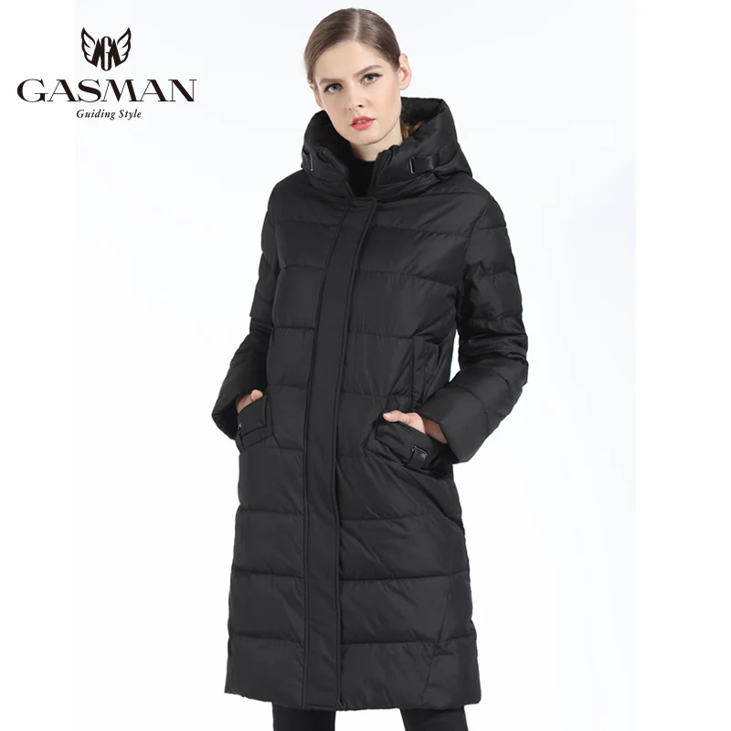 GASMAN Новая Зимняя Коллекция 2018 Женские Пуховики Длинные Зимние С Капюшоном