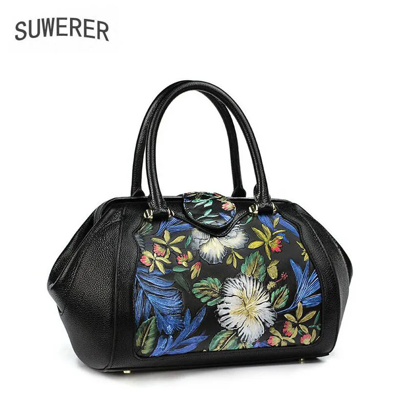 Женская сумка из натуральной кожи с цветочным принтом | Багаж и сумки