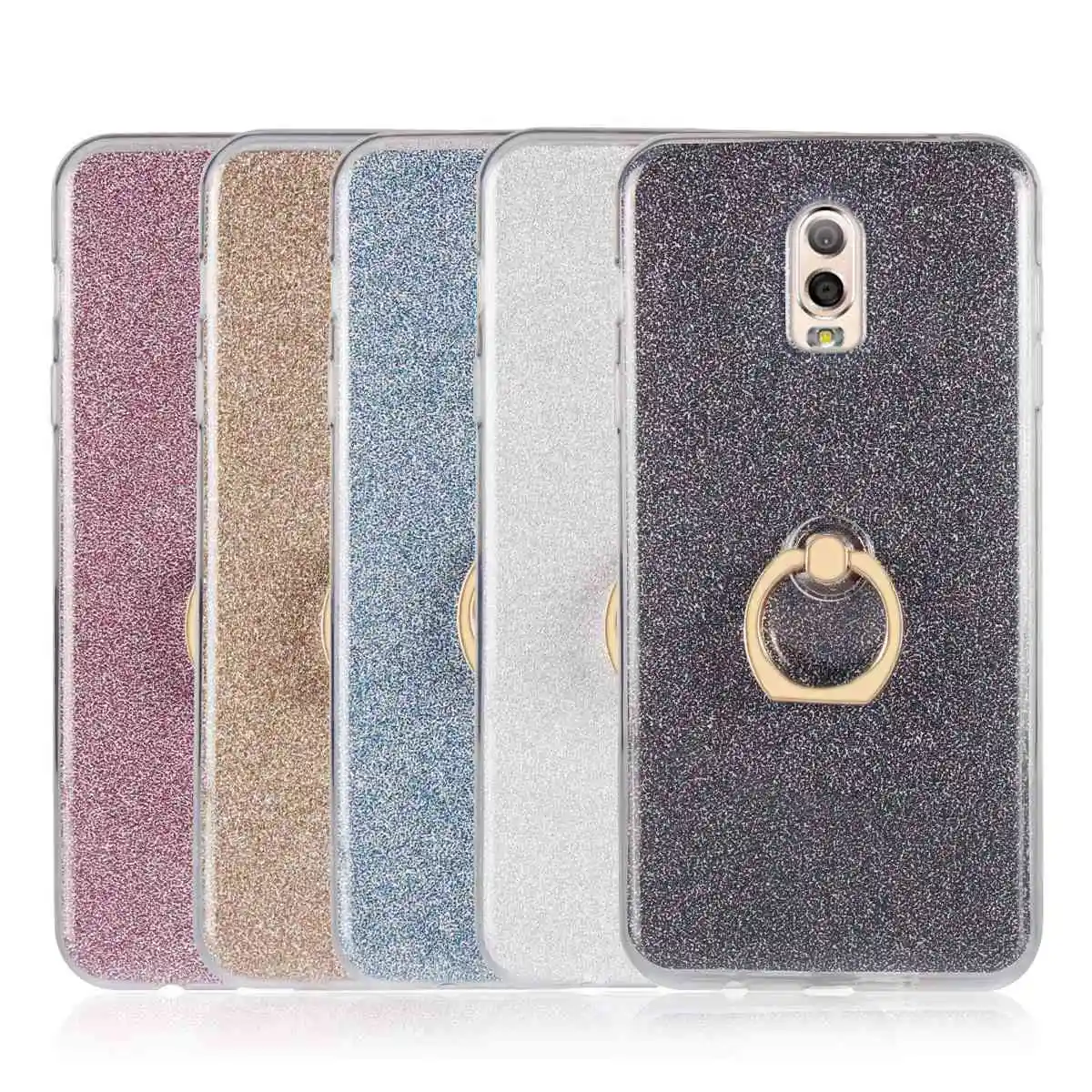 Блеск стенд для колец на палец чехол samsung Galaxy C8 J7 Плюс Крышка силиконовая