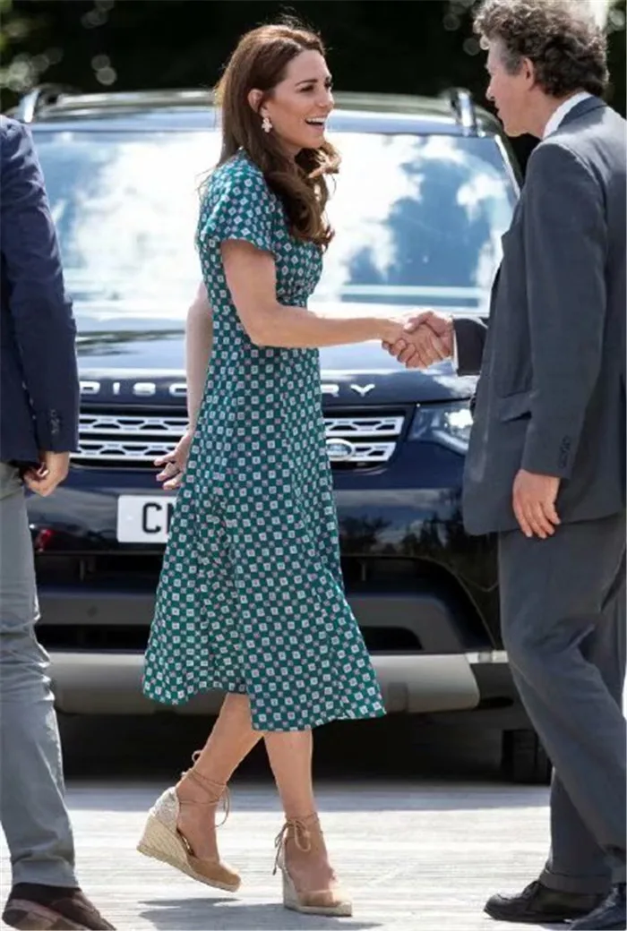 Летнее платье kate middleton элегантное зеленое платье с коротким рукавом до середины икры для женщин Настоящее фото высокое качество глубокий v-образный вырез xl