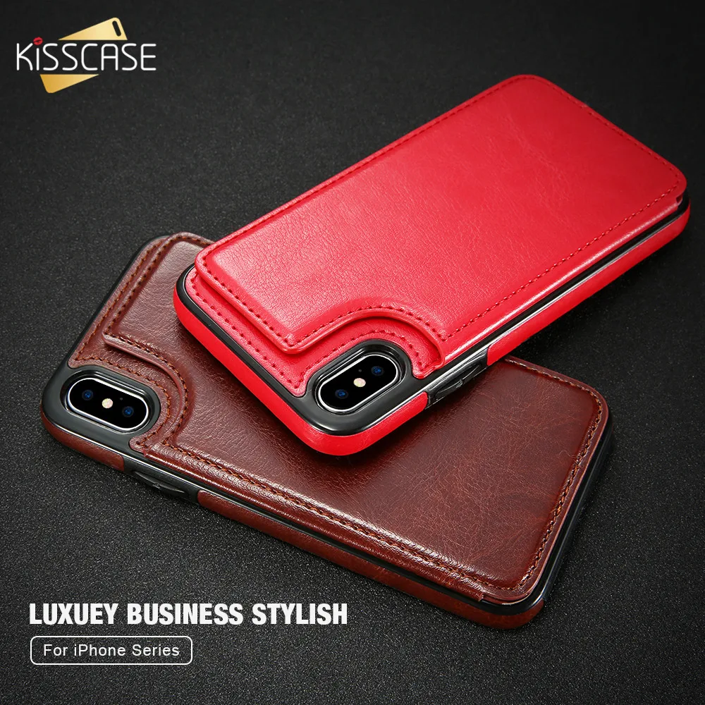 KISSCASE классические винтажные кожаные чехлы для iPhone 7 8 Plus простые Lurxury деловые