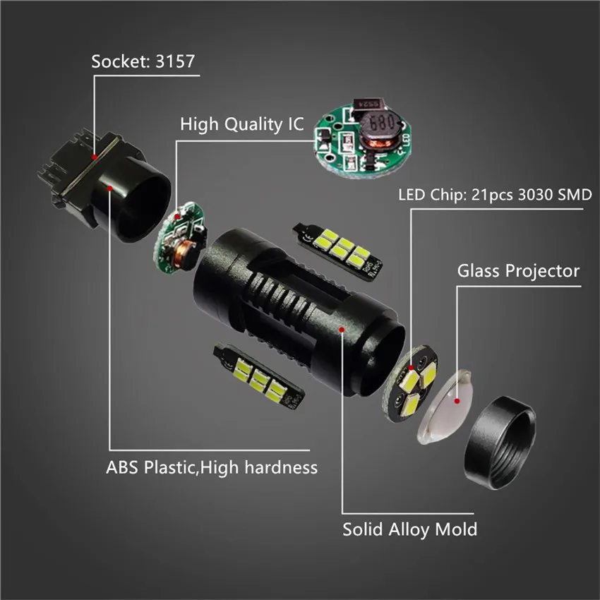 2 шт. 1200Lm T20 3156 3157 светодиодный лампы P27W P27 7 Вт Светодиодный светильник белого