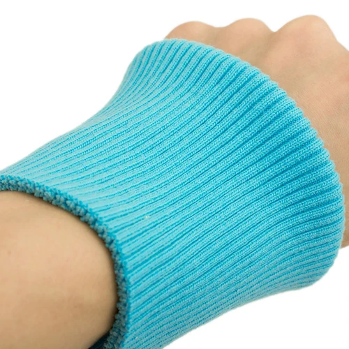 Light blue Плотный Хлопок, плотный эластичный трикотажный свитер, манжеты на рукавах, ребристая трикотажная ткань в рубчик для пухового пальто - Цвет: Light blue