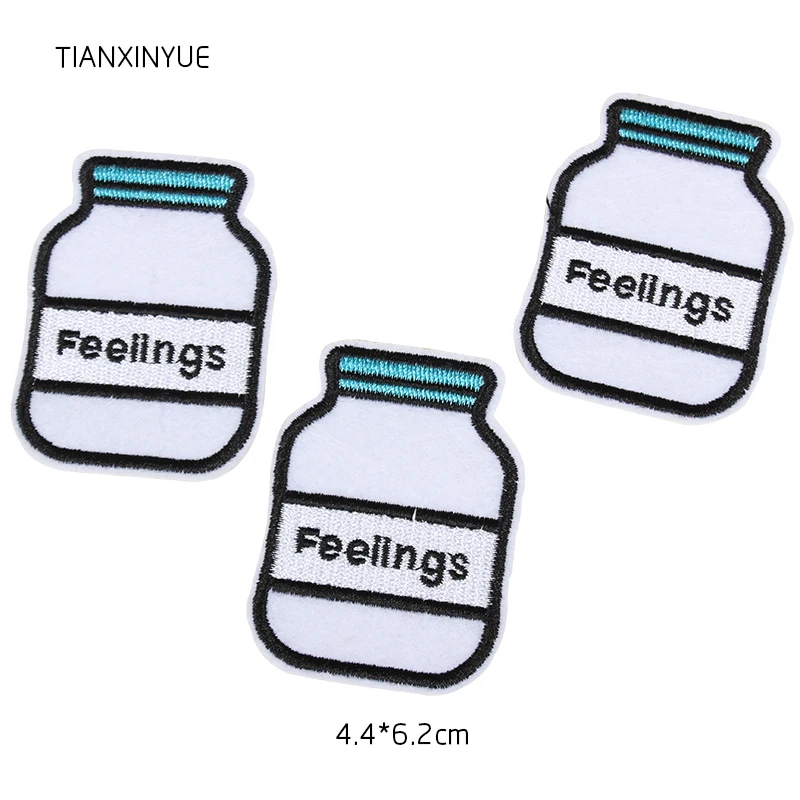 TIANXINYUE 20pcs Blue milk bottle patch iron on patch Motif sew on iron on fabric Applique DIY cloth accessory