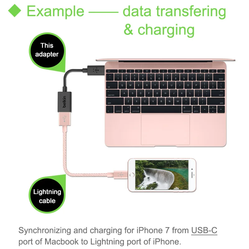 Belkin Original USB 3 0 Тип usb-C USB-A адаптер зарядный кабель для MacBook Pro Huawei p20 HUB 5 гбит F2CU036btBLK |