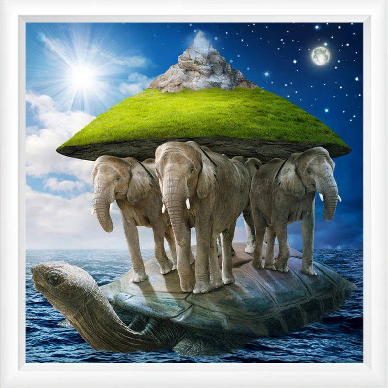 Полный Круглый алмаз вышивка слон черепаха Autumn5D поделки алмазов картина крестом
