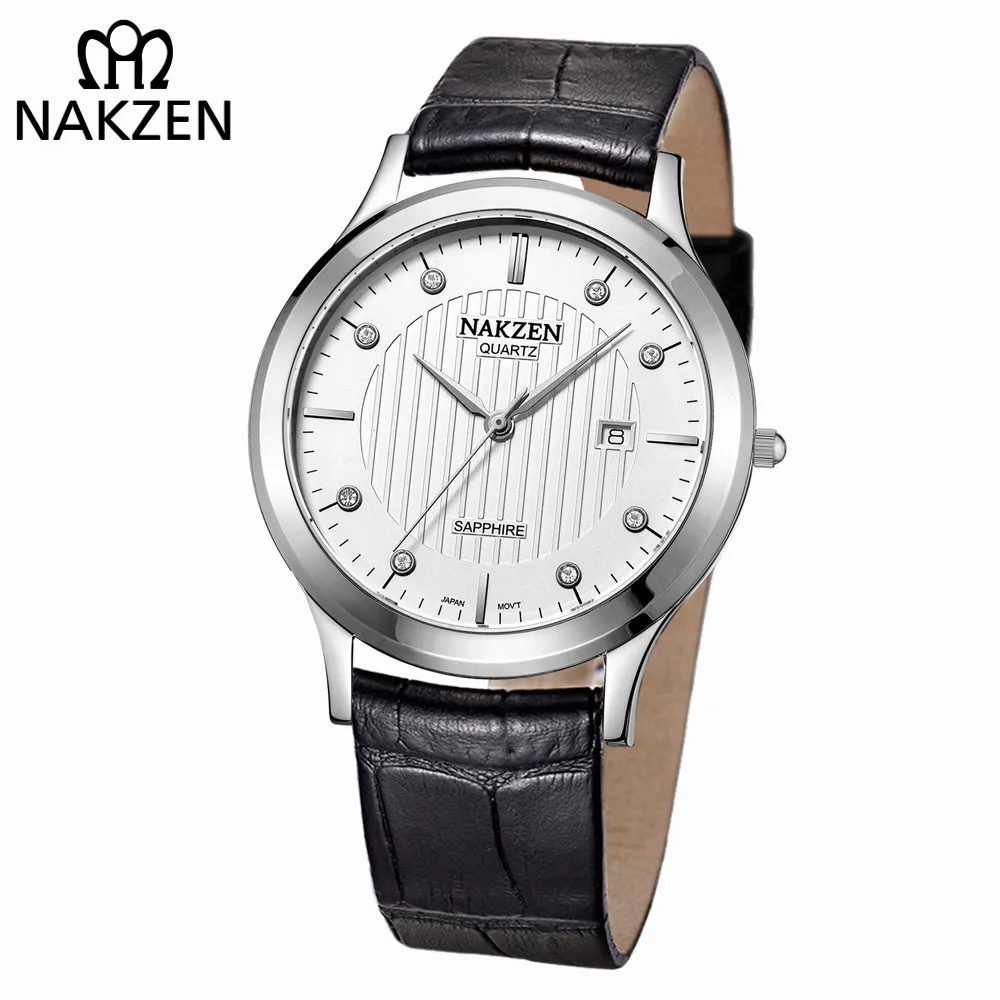 NAKZEN бизнес мужские s кварцевые часы Топ бренд для мужчин сапфировые Водонепроницаемые кожаные часы мужские Ретро спортивные часы relogio masculino