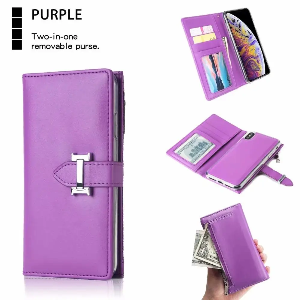 Purple XINGDUO для iphone XS pu кожаный деловой мужской женский coque iphone 7 plus/8 Plus/6 S/6 S Plus/XR/XS MAX/X карта гладкая кошелек - Цвет: Purple
