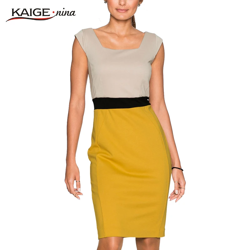 Kaige. Нина новое платье просто чистый цвет естественный стиль без рукавов ну