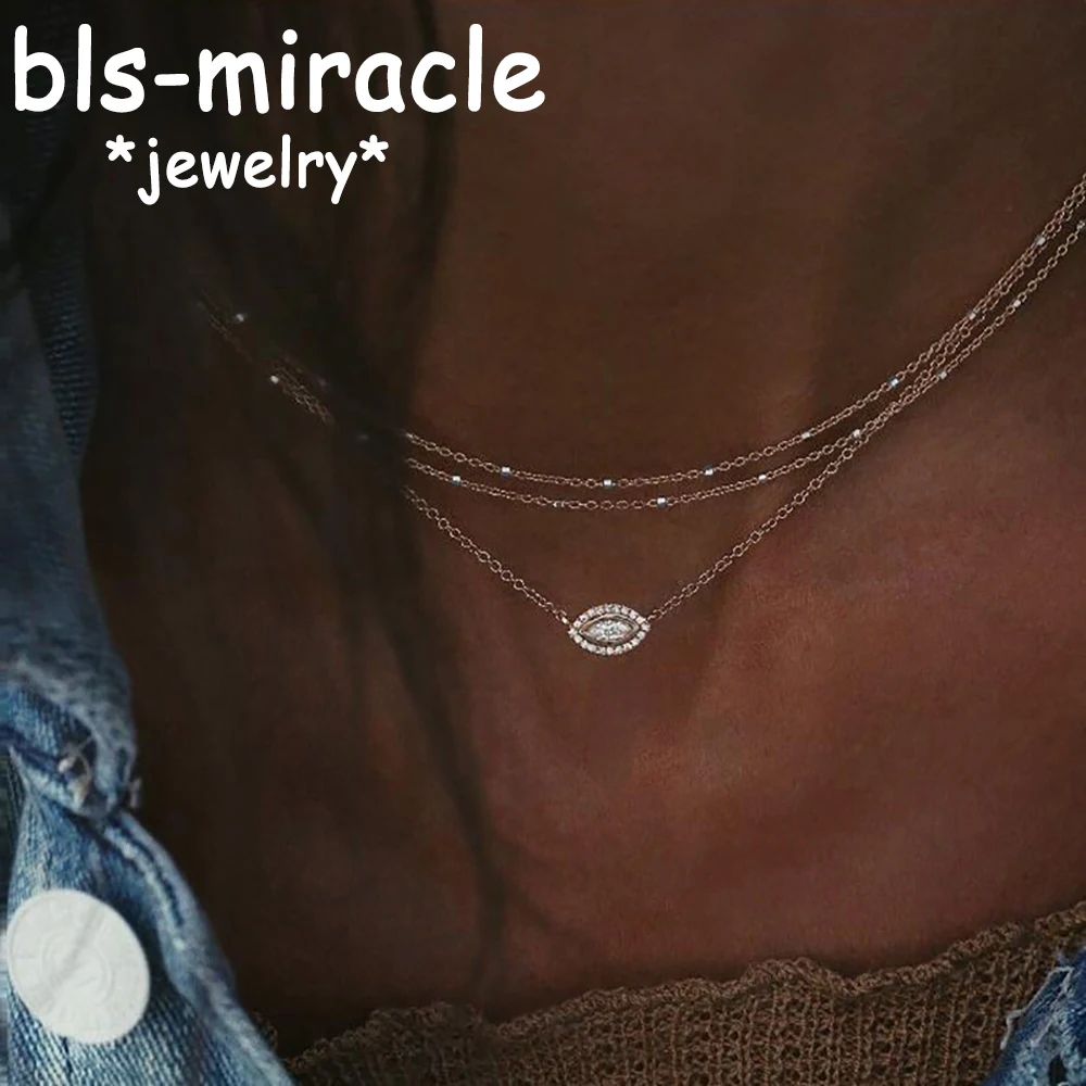 Bls-miracle Fashion Multi-layer Oval Crystal Pendant Necklace for Women Gold Color Small Beads Boho Jewelry Gift Party 2019 New | Украшения