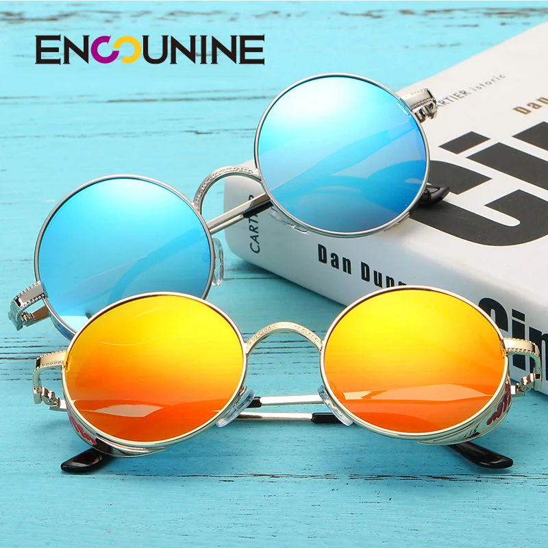 ENSUNINE брендовые круглые поляризационные солнцезащитные очки в стиле стимпанк