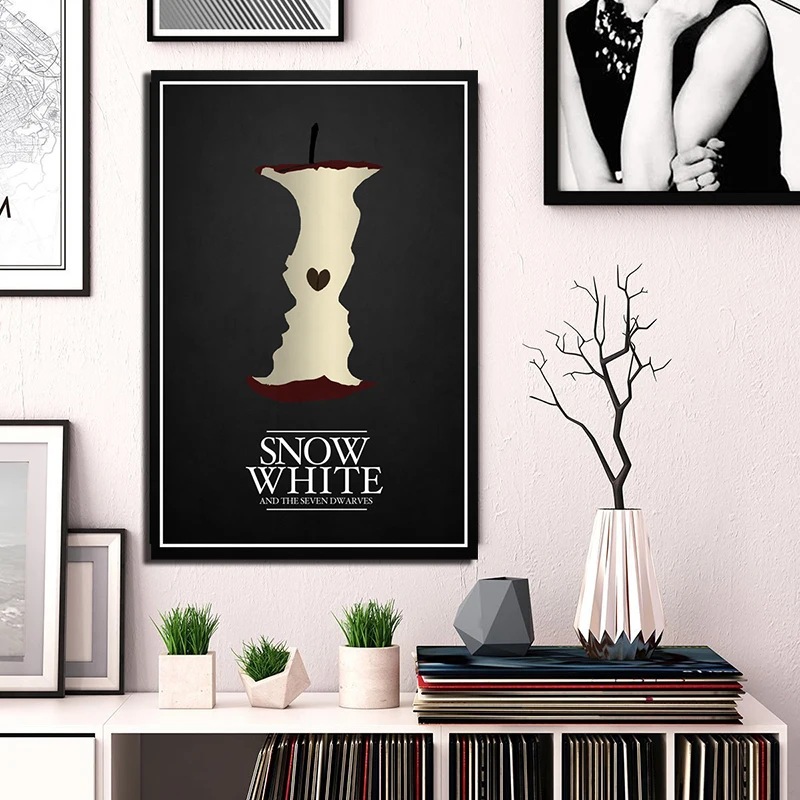 Affiche Minimaliste Белоснежка и семь гномов постер Картина на холсте спальня стены