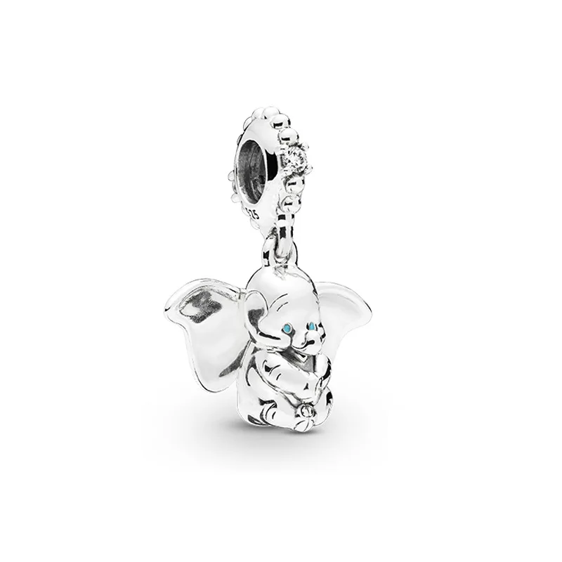 Бусины из стерлингового серебра 925 Dumbo висячий Шарм Синий CZ Fit Pandora браслет ожерелье DIY женские ювелирные изделия