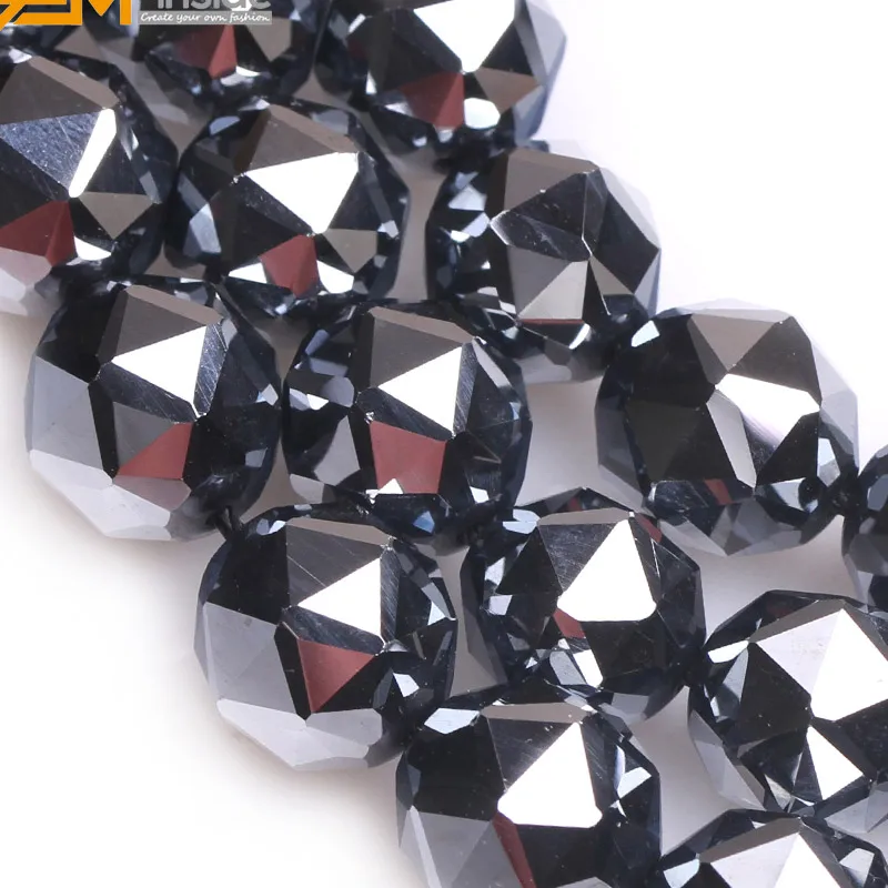 Граненые бусины черного цвета класса ААА с драгоценным камнем внутри Terahertz для