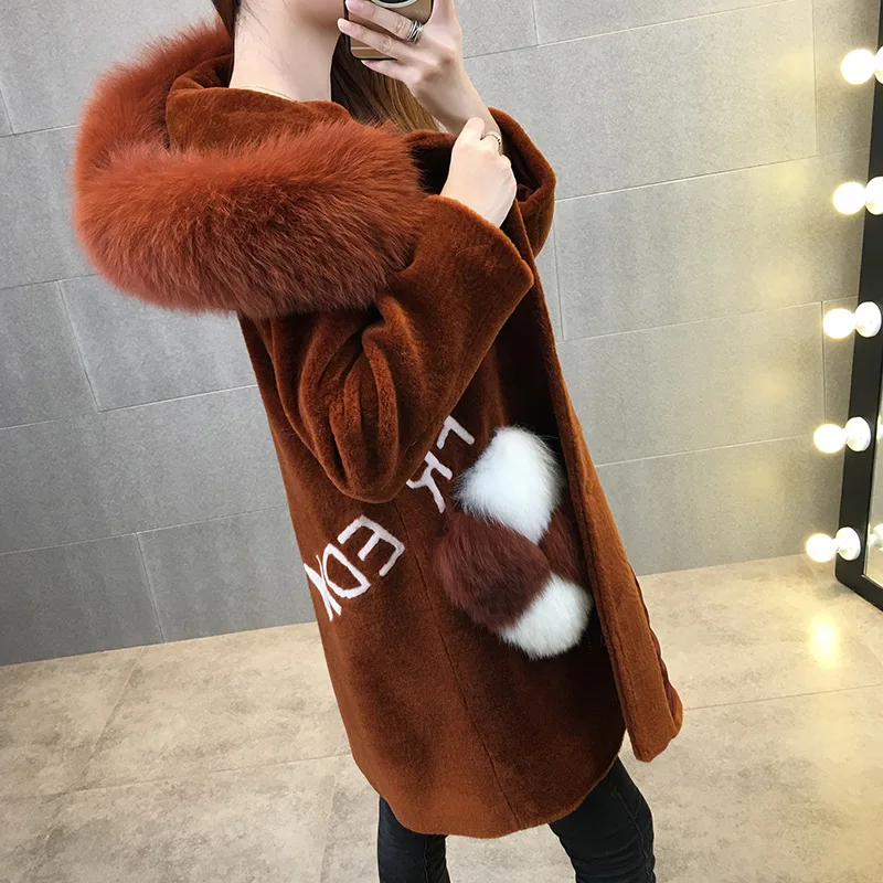 Newest Arrival Women Slim Full Pelt Hooded Faux Lamb Fur Coat Covered Button Thick Warm Outerwear SHD-035 | Женская одежда