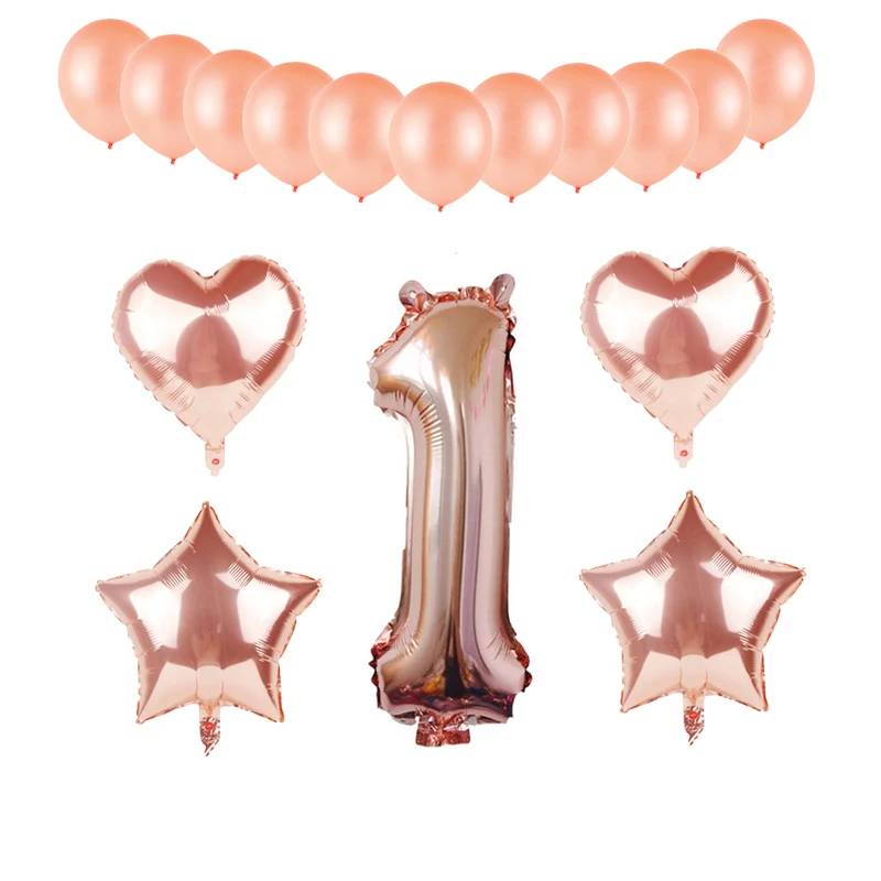 Rose Gold number 1 2 3 4 5 6 7 8 9 Heart Star Foil balloons kids Birthday Party Decoration Baby Shower supplies Latex Balloon | Дом и сад