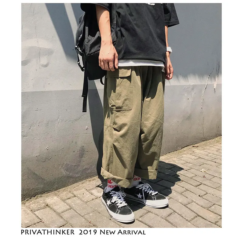 Privathinker Summer Casual Pant Mens Sweatpants Streetwear New Fashion Baggy Cargo Pants Elasticity Joggers Trousers