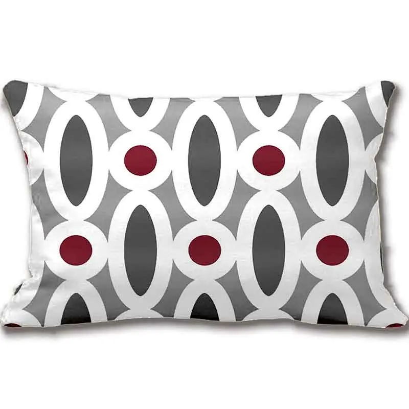 Современные овальные узоры в красном и сером цвете подушки декоративные