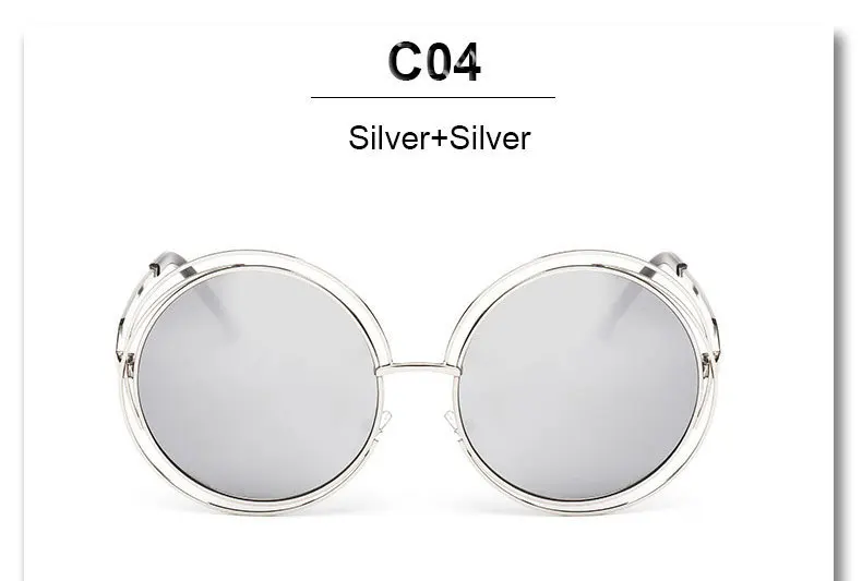 Silver Silver Винтаж круглый Солнцезащитные очки для женщин Брендовая Дизайнерская обувь Для женщин Защита от солнца Очки большой металлической Рамки градиентные оттенки леди Овальный Óculos де золь UV400 - Цвет линз: Silver Silver