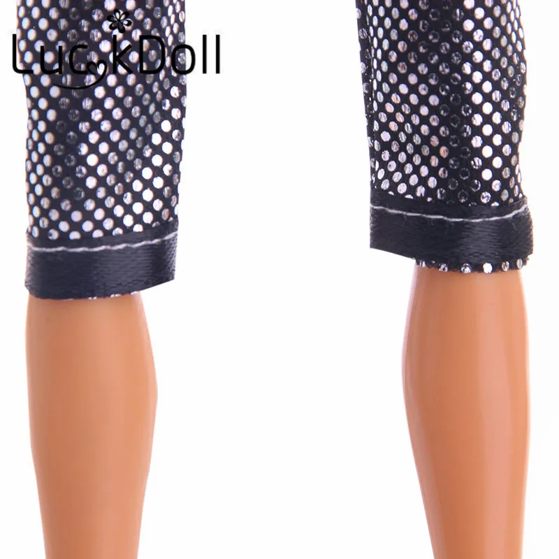 LUCKDOLL украшенные пайетками топы с воротником в горошек + укороченные штаны для