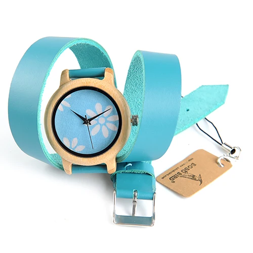 M22 BOBO BIRD Bamboo женские часы с длинным ремешком многослойные кожаные часы с заклепками для девочек брендовые винтажные часы женские часы под платье в подарочной коробке - Цвет: M22
