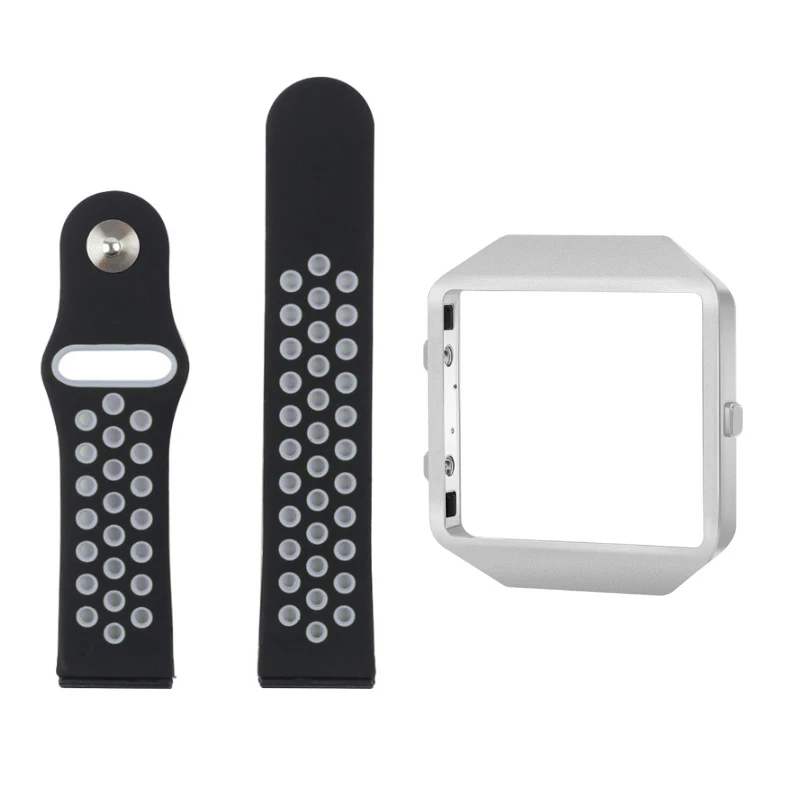 Bemorcabo для Fitbit Blaze полосы с рамкой, силиконовый сменный дышащий спортивный ремешок Браслет для Fitbit Blaze - Цвет ремешка: Black Gray Sliver