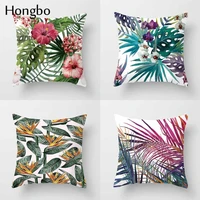 hongbo 1 pcs green plants rainforest floral flower decorative cushion cover pillow case capas de almofadas