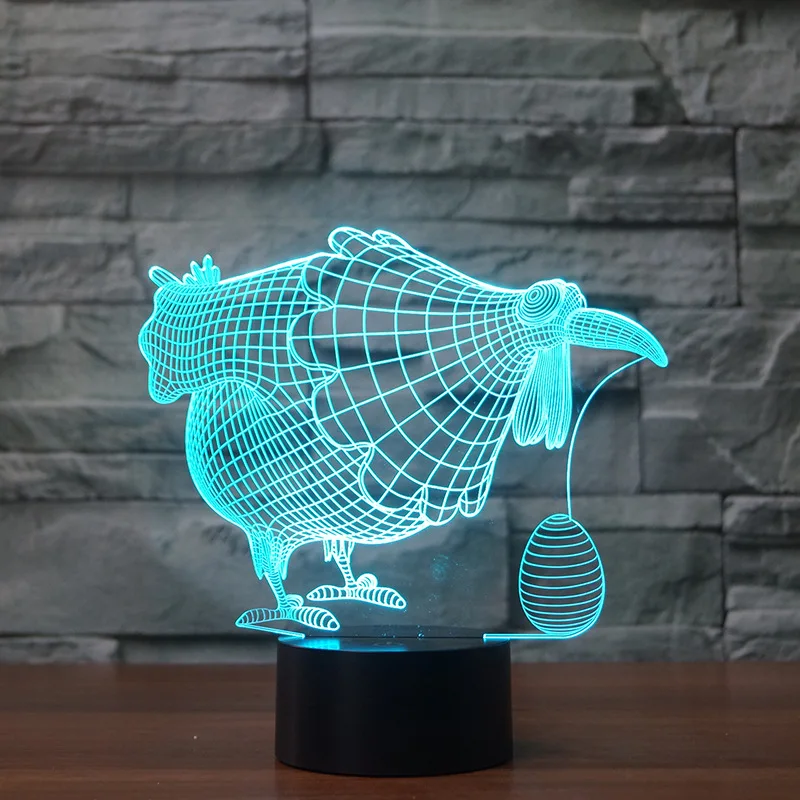 Акриловый ночник куриное яйцо 7-цветный 3d светодиодный светильник с