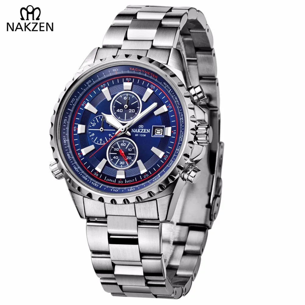NAKZEN Топ Элитный бренд составное Бизнес кварцевые часы Стильные Для мужчин