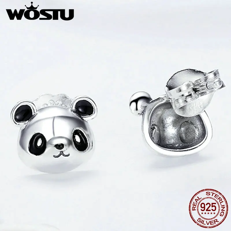WOSTU бренд 925 пробы серебряные серьги-гвоздики с милой пандой для женщин модные ювелирные изделия подарок Прямая поставка CQE386