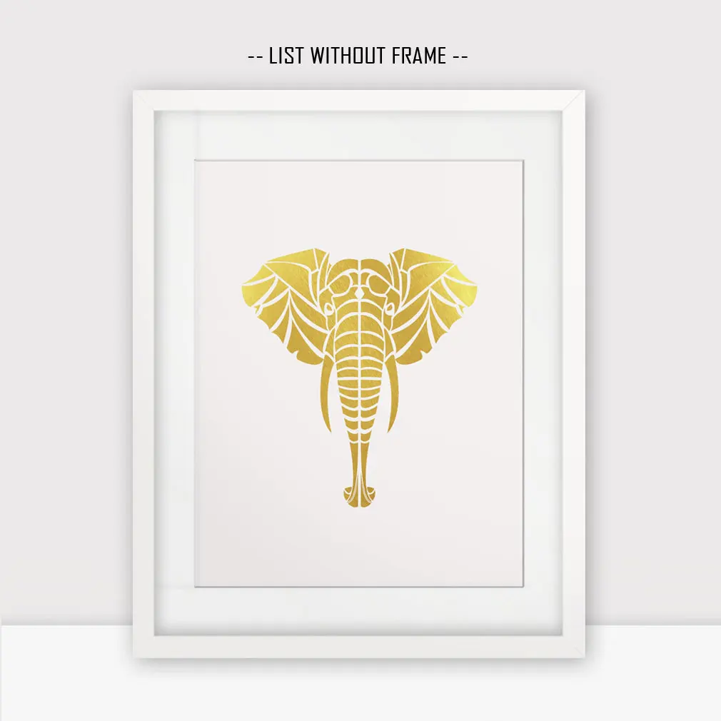 Золотая фольга слон искусство принт подарок другу роскошный золотой багажник