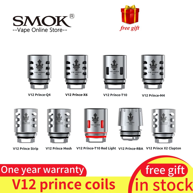 6 шт./лот SMOK TFV12 принц катушки V12 РБА Q4 M4 X6 T10 сетчатый ремешок Core Fit для танк