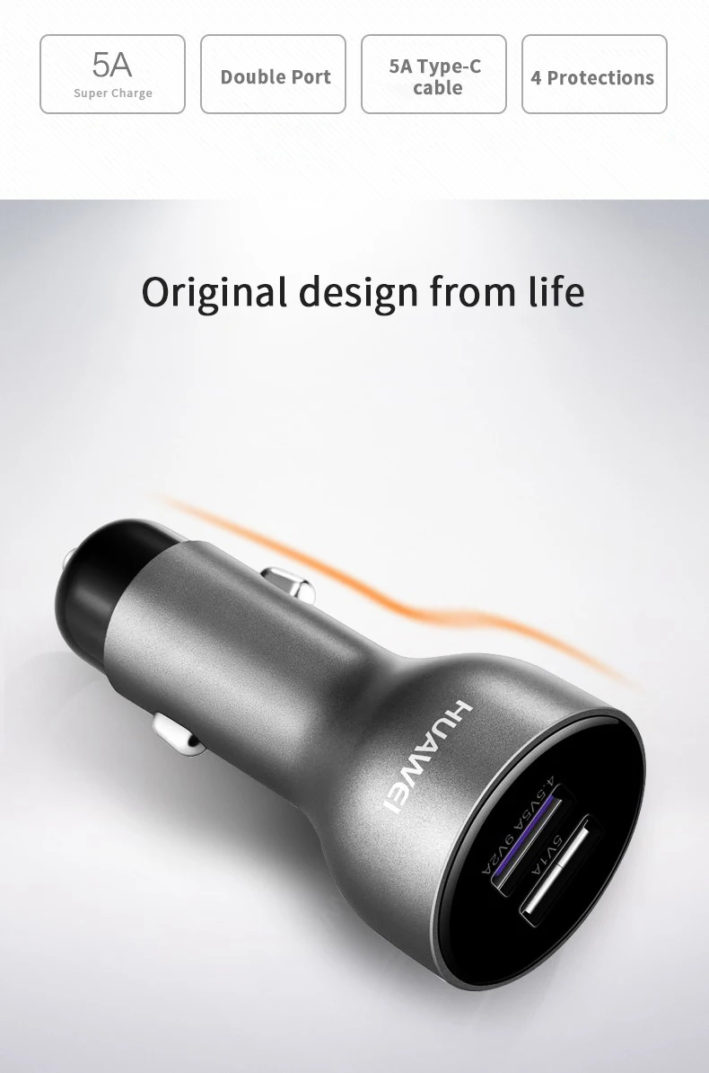 huawei Автомобильное устройство для быстрой зарядки интеллигентая(ый) Быстрые зарядные устройства 27,5 W 4,5 V 9V 5A Тип-C кабель для samsung Iphone супер Зарядное устройство AP38