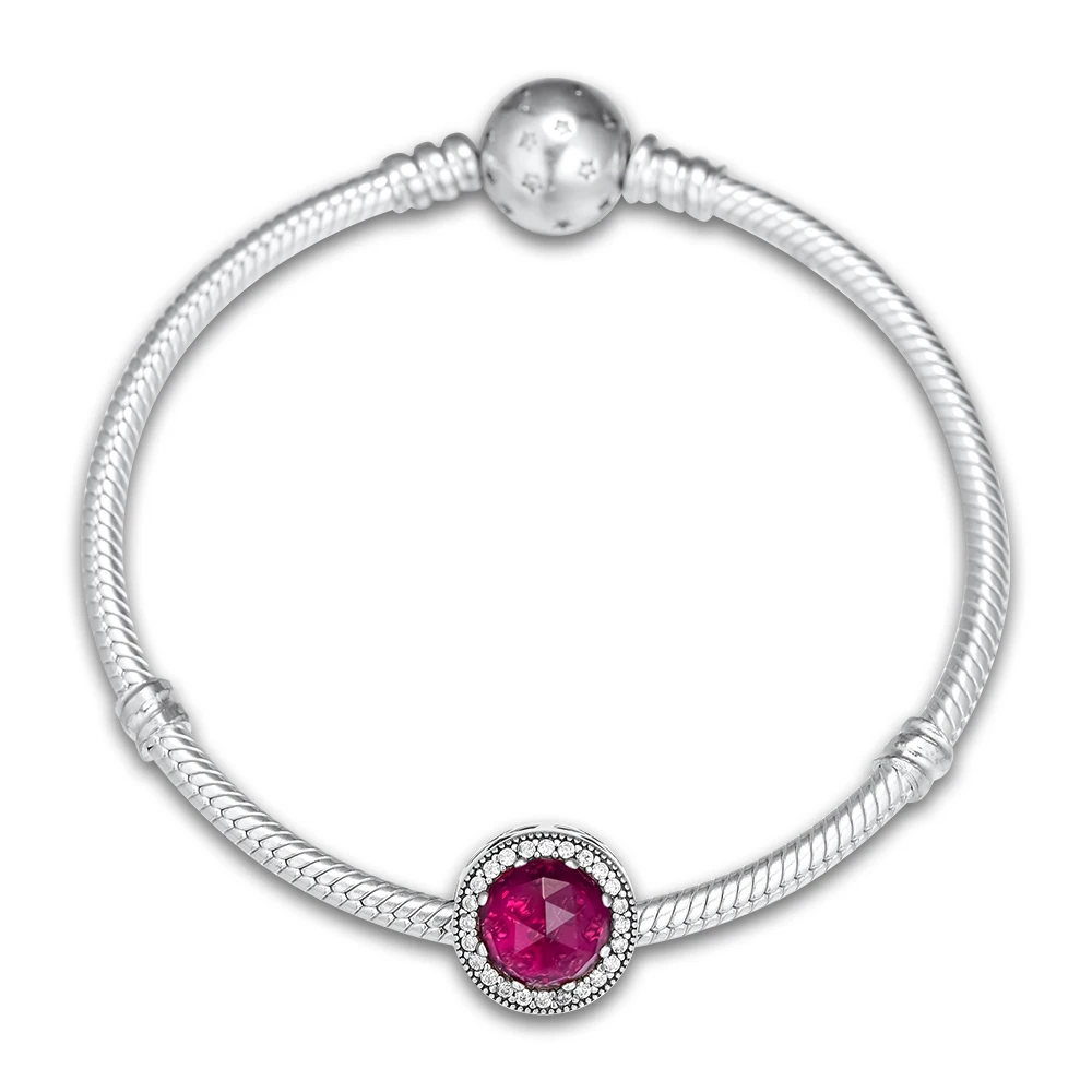 DIY Fits for Pandora Charms Bracelets Radiant Rose Heart Beads with Cerise CZ 100% 925 Sterling-Silver-Jewelry Free Shipping | Украшения и