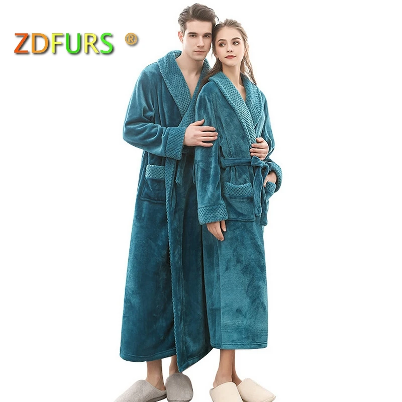 ZDFURS зимние толстые теплые женские халаты флисовая Пижама длинный халат женский